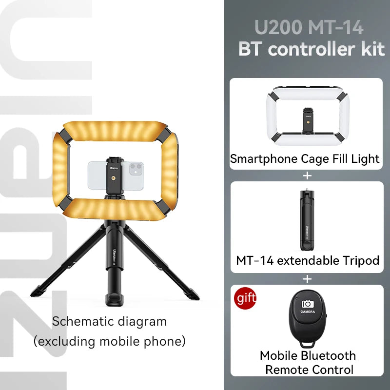 Ulanzi U200 Handheld Smartphone Video Stabilizer With LED Ring Light