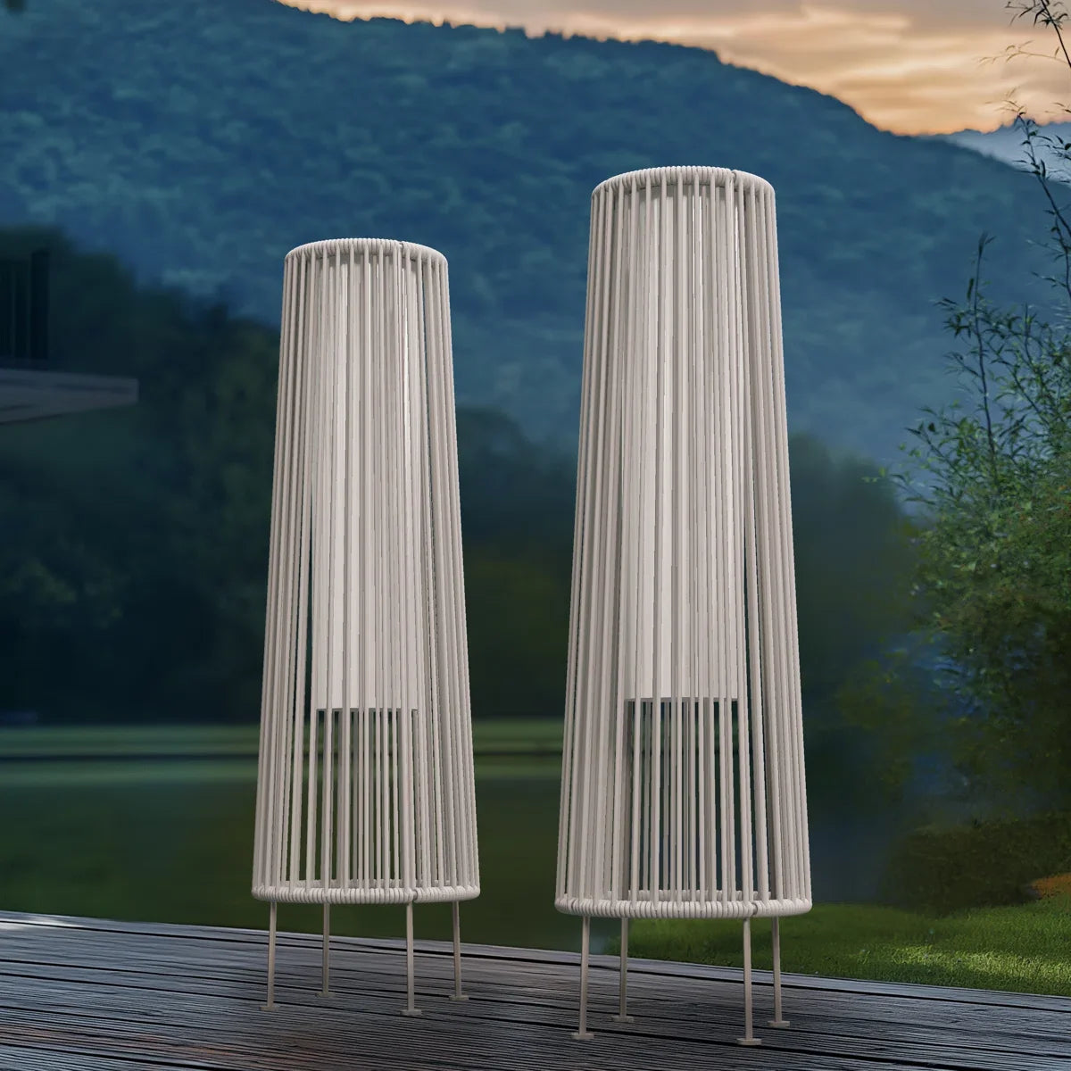 Grand Patio Wicker Solar Floor Lamp Outdoor Deck and Garden Light