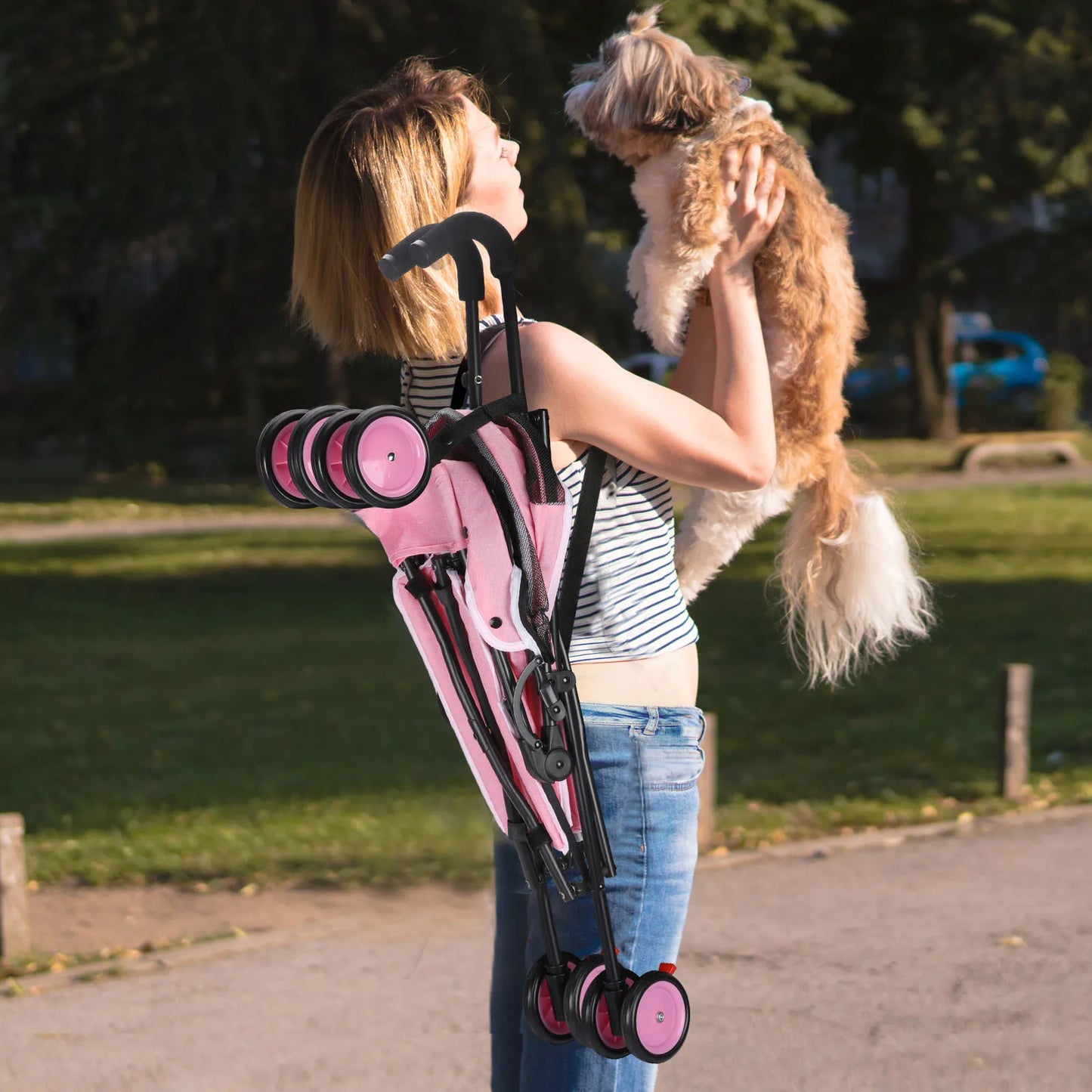 Wedyvko Pet Dog Stroller With Brakes And Storage For Travel