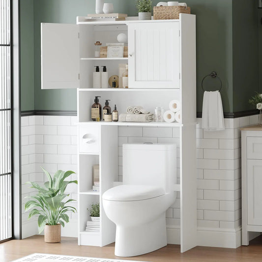HiMISS Barn Door Toilet Cabinet With Adjustable Shelves