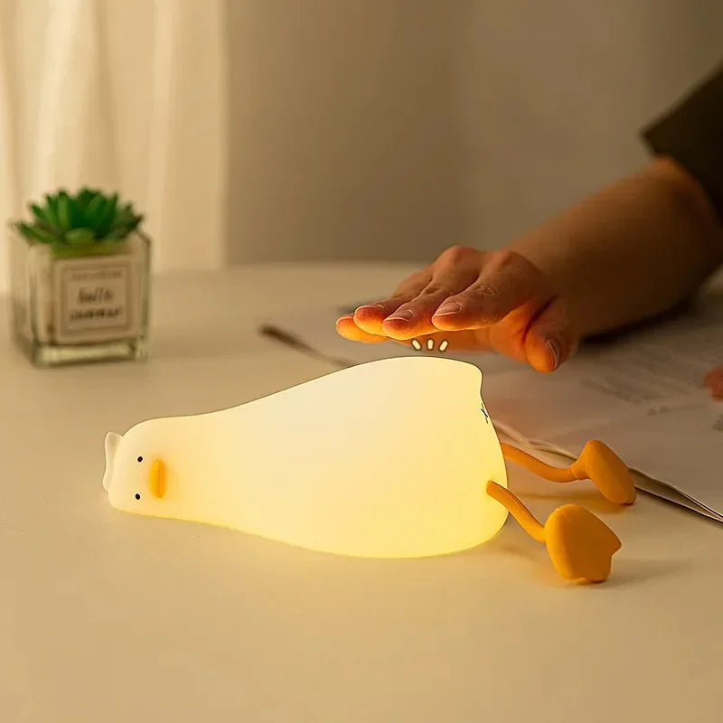 Duck Rechargeable LED Night Light Silicone Cartoon Lamp For Kids