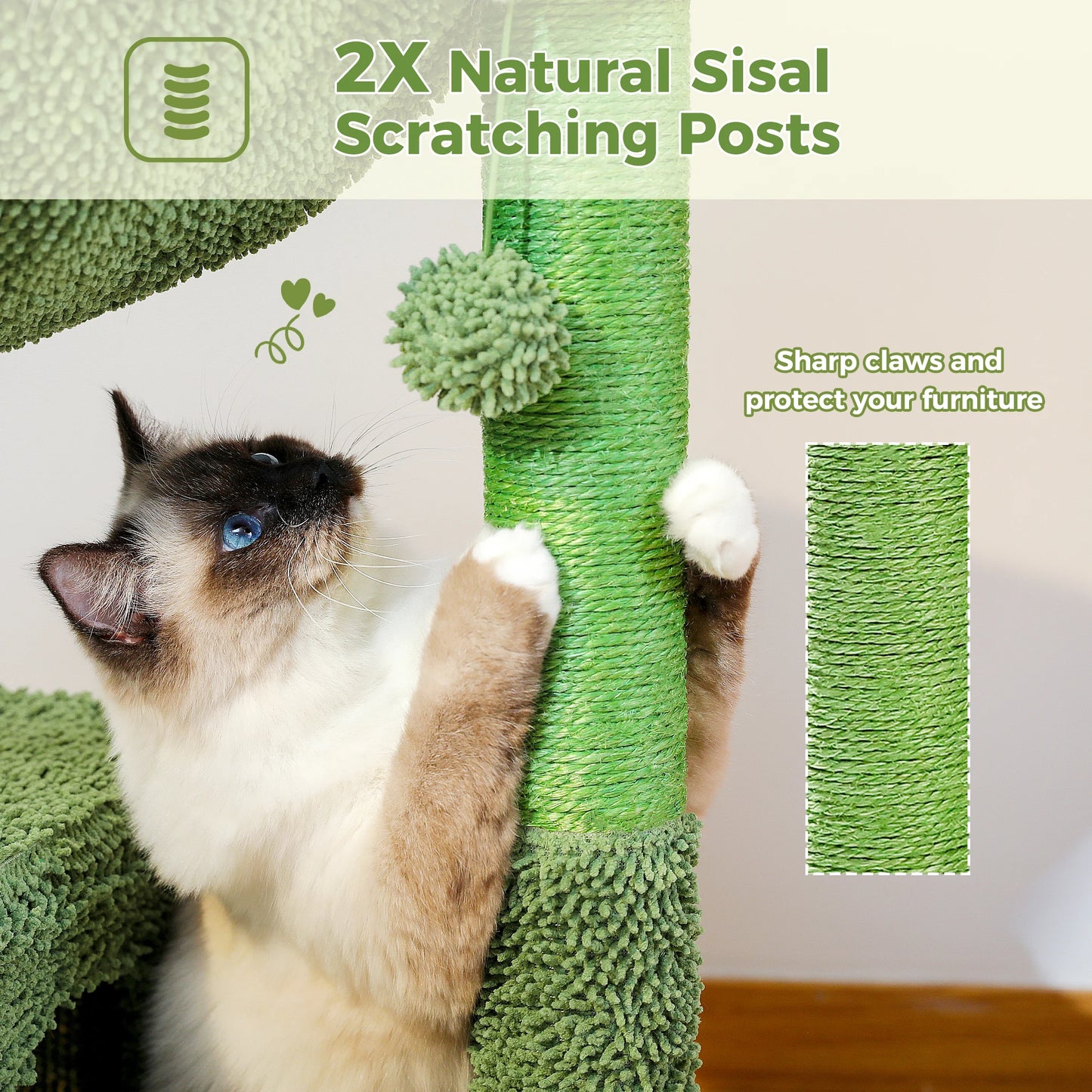 PEQULTI Cat Tree With Condo And Hammock For Indoor Cats