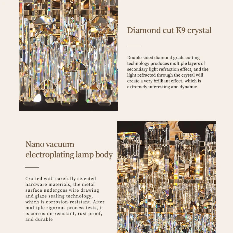 Yingxuan Loft Pendant Lighting Crystal Chandelier For Dining Room