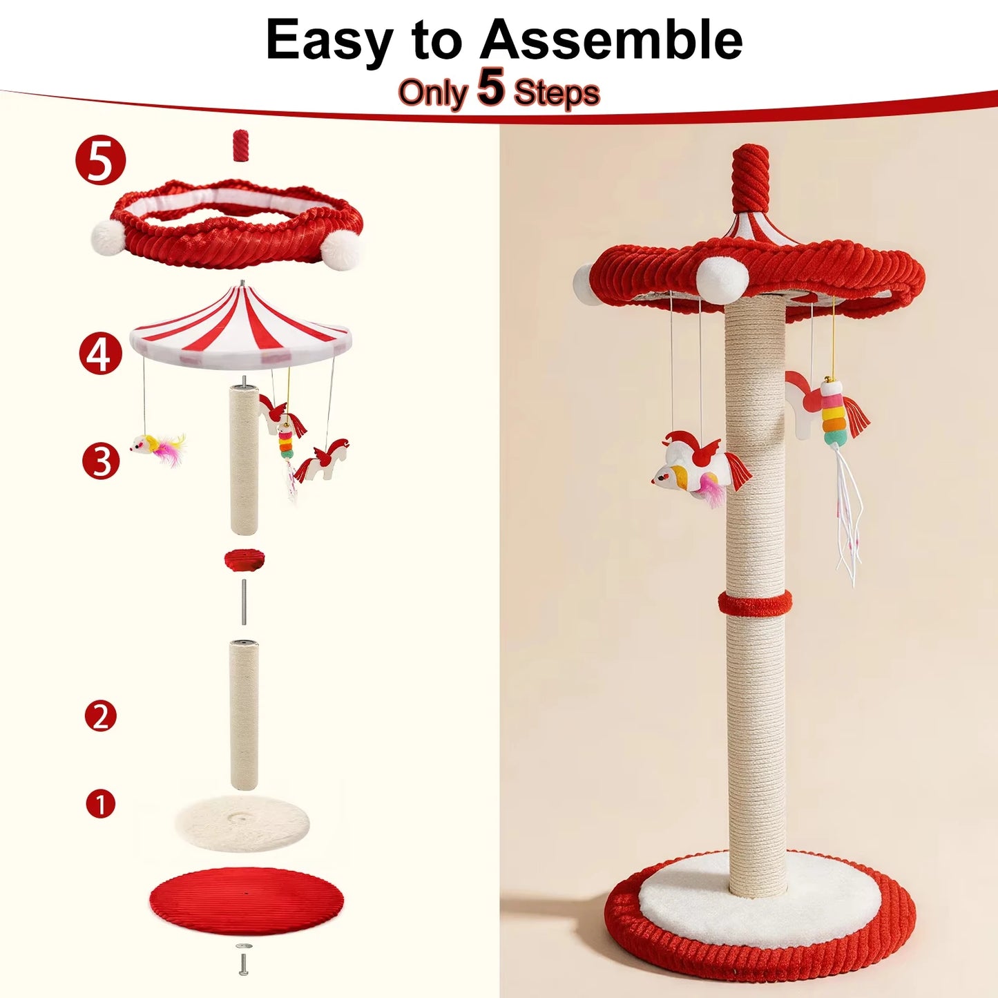 CWV Rotating Cat Scratching Post Sisal Tree for Indoor Cats