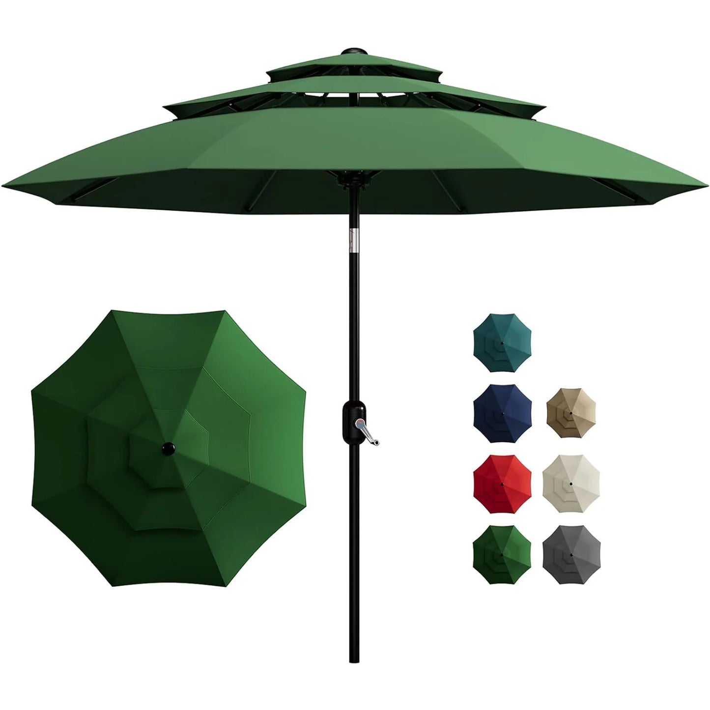 HiMISS 3 Tier Patio Umbrella Vented Sunshade Crank Tilt