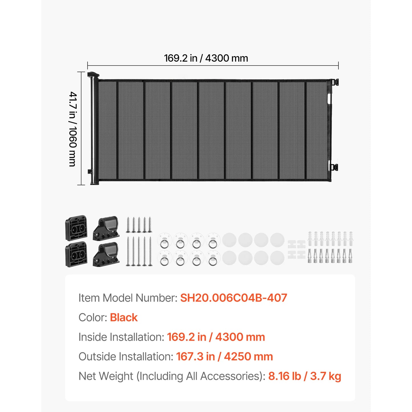 SucceBuy Retractable Baby Gate With Security Lock Walk Through