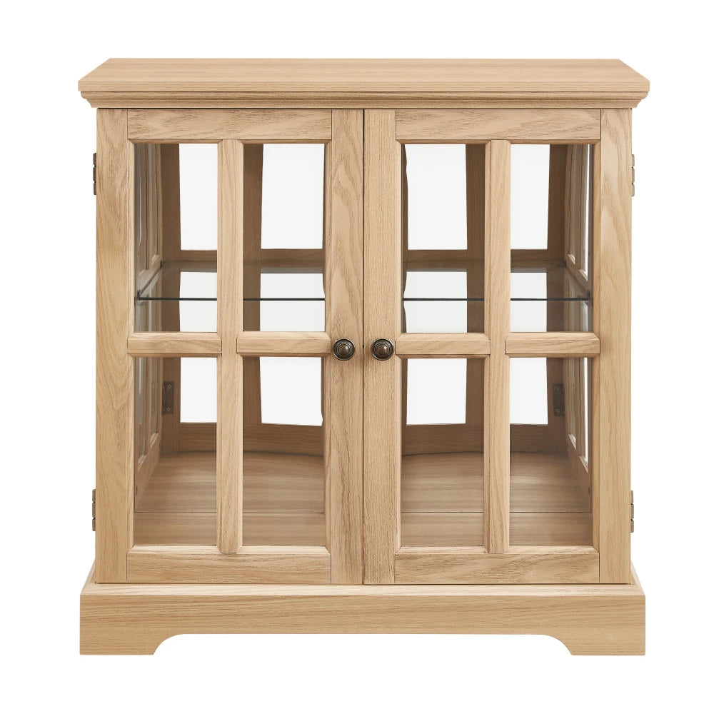 LED Curio Display Cabinet With Adjustable Shelves And Lattice Doors