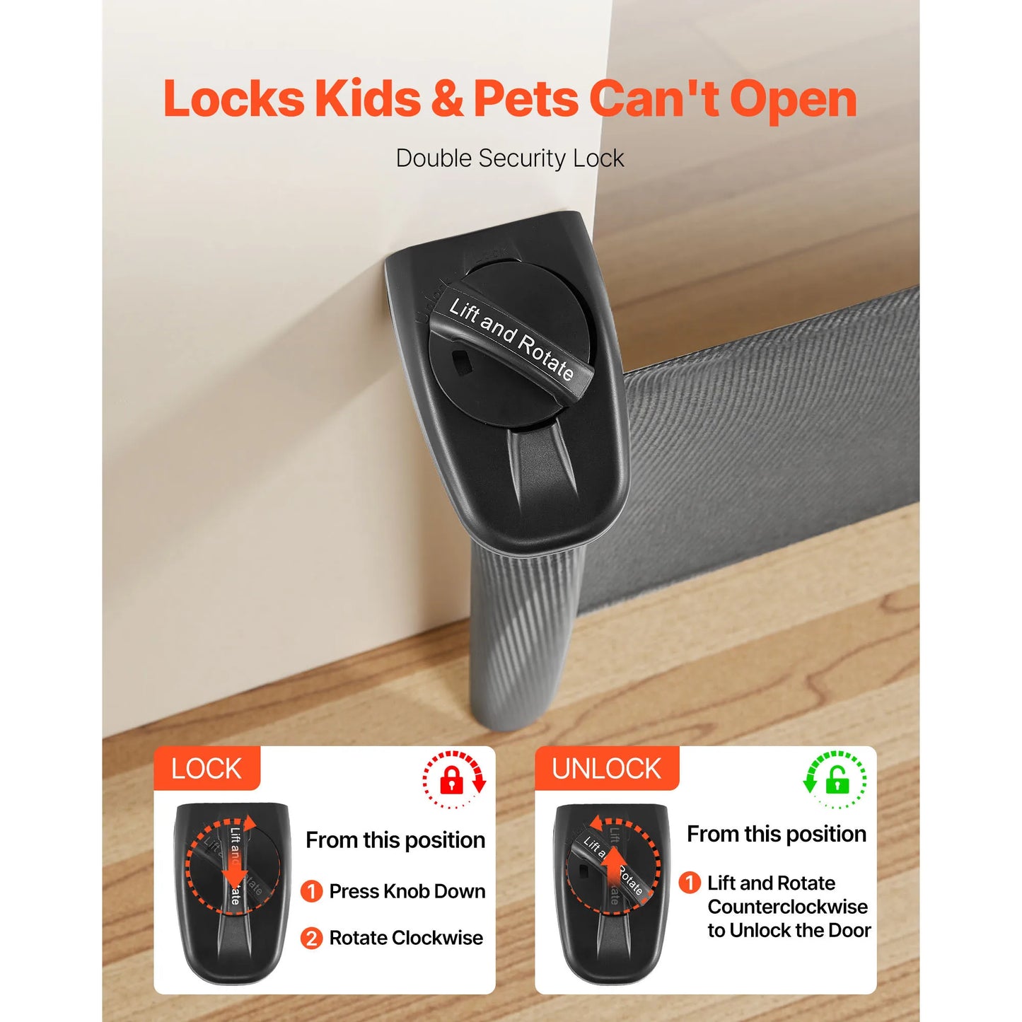 SucceBuy Retractable Baby Gate With Security Lock Walk Through