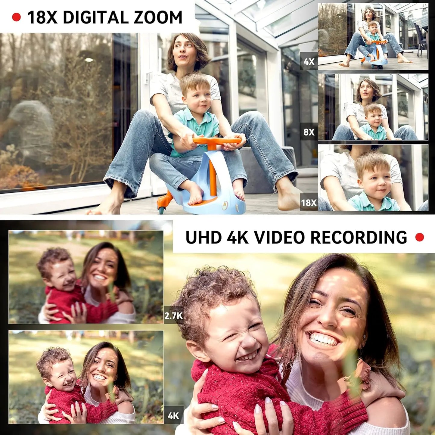 4K Ultra HD Camcorder With 18X Digital Zoom And 64GB SD Card