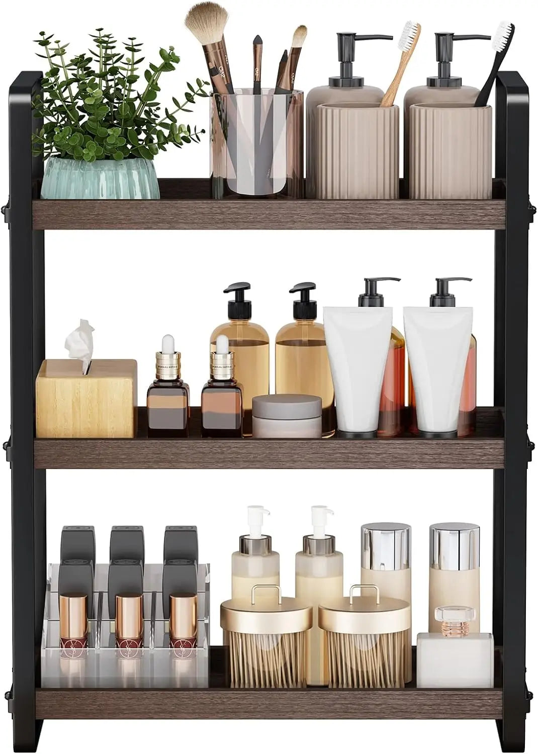 Three-Tier Bathroom Counter Organizer And Makeup Shelf Caddy