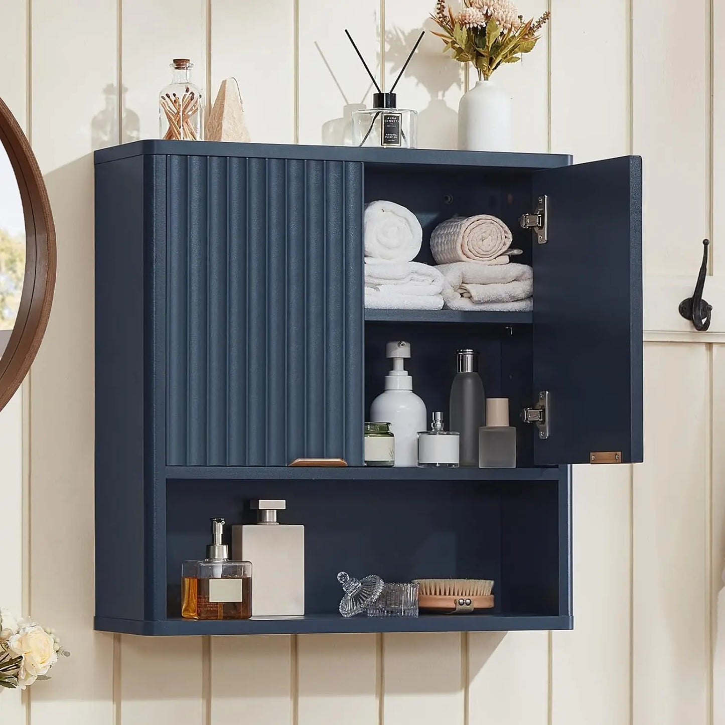 Rattan Bathroom Wall Cabinet Over Toilet Storage Organizer