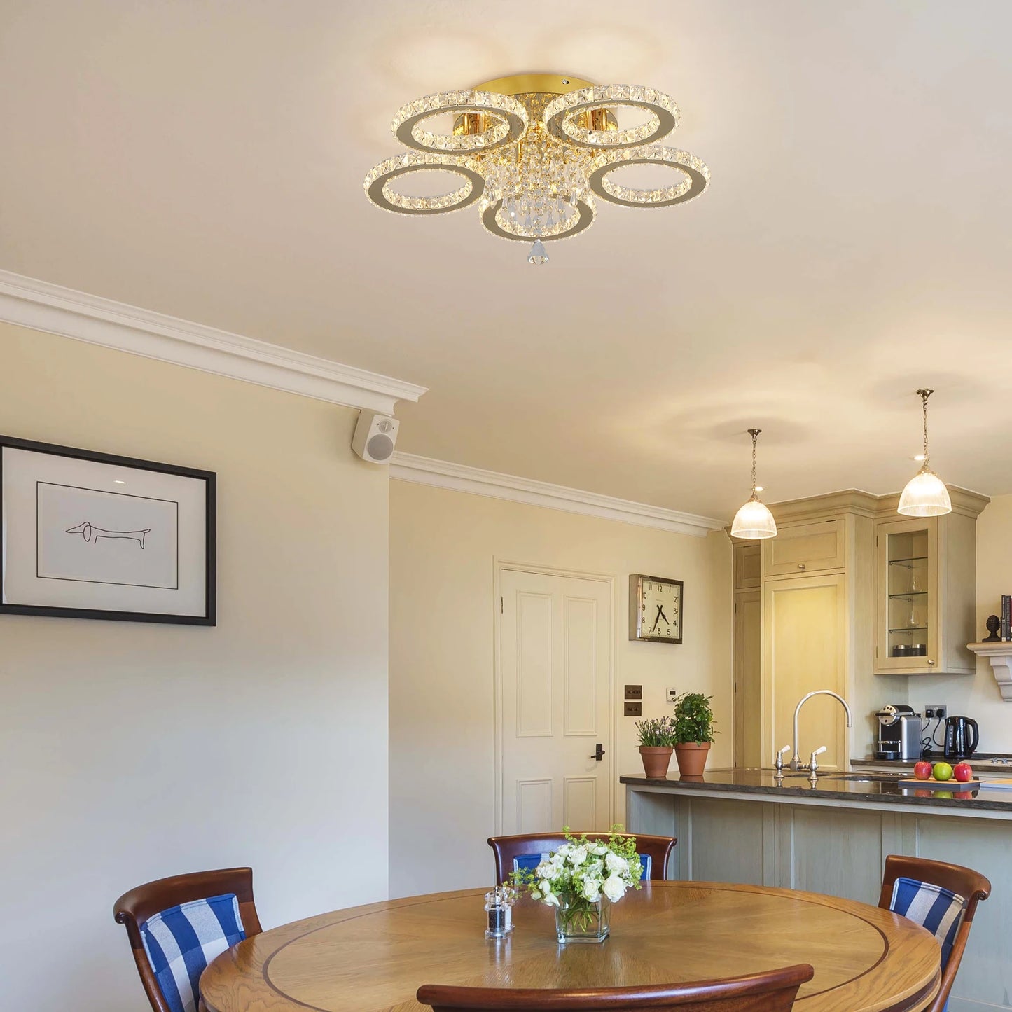 VETRULUS Crystal Chandelier LED Ceiling Light for Living Room