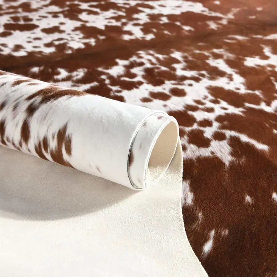 Faux Cowhide Rug With Cow Print Thickened Elastic For Home Decor