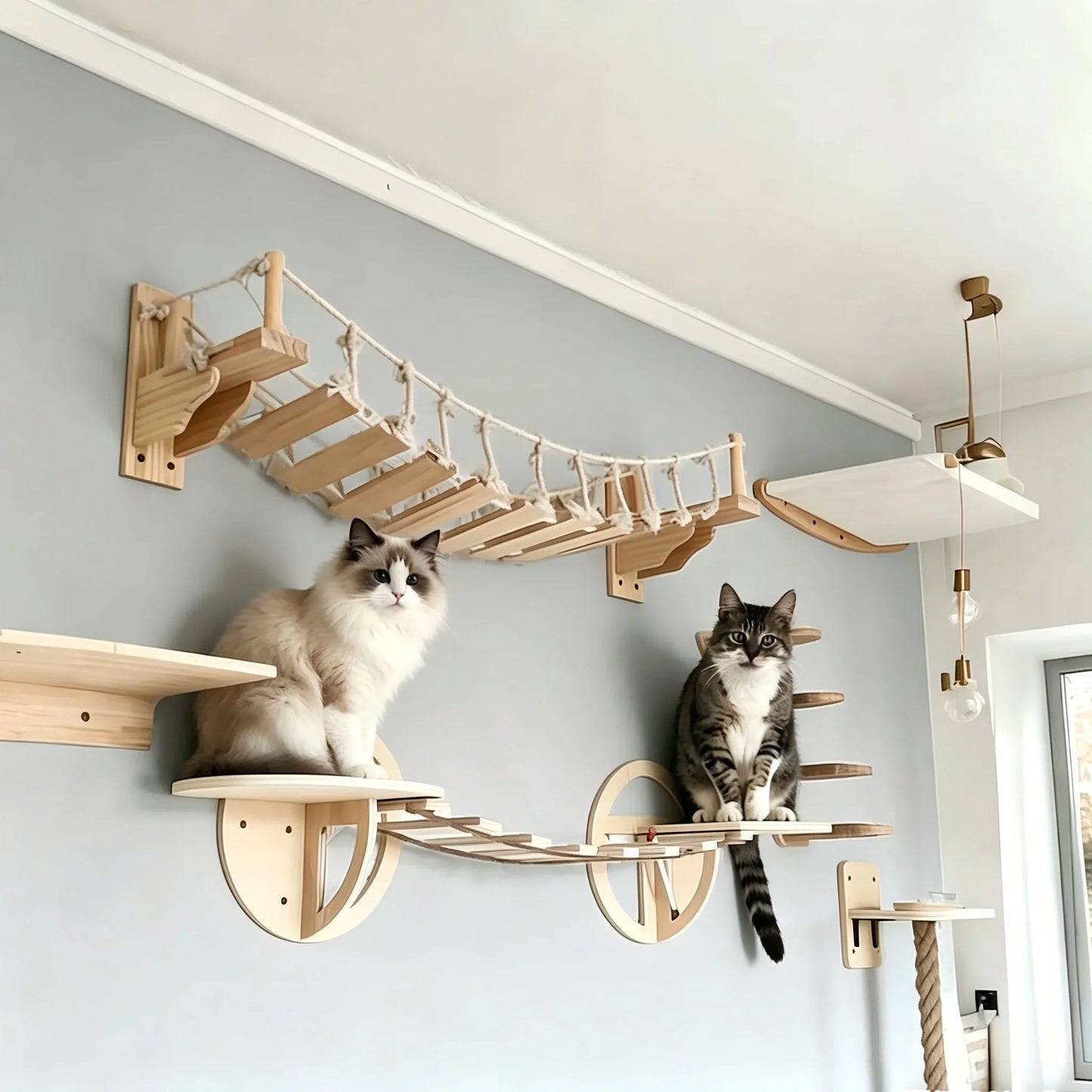Wall Mounted Cat Rope Bridge With Sisal For Indoor Cats