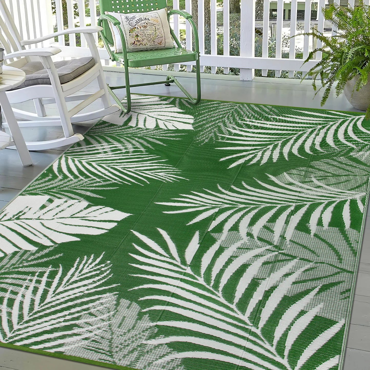 Outdoor Polypropylene Leaves Rug Waterproof Patio Carpet For Deck