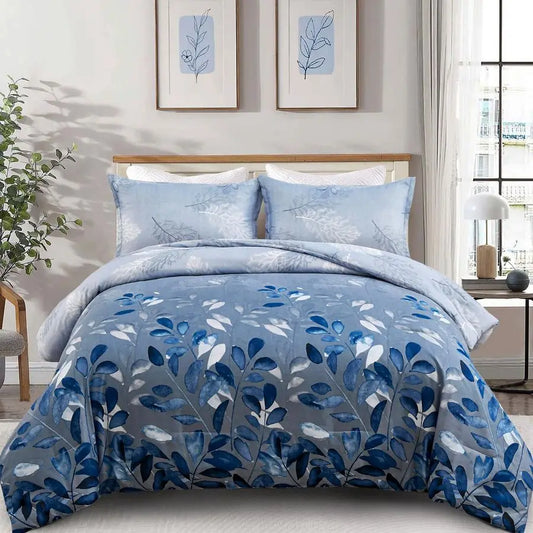 Floral Cotton Comforter Set 3-Piece Reversible Bedding