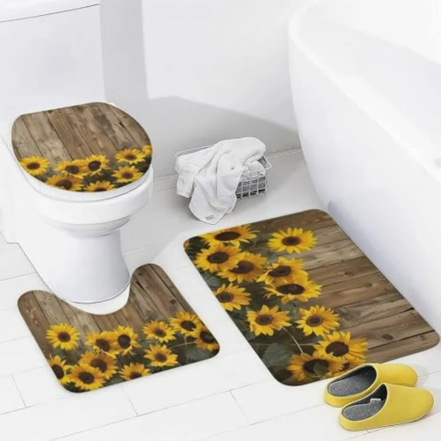 Rustic Farmhouse Shower Curtain Set With Rugs And Bath Mat