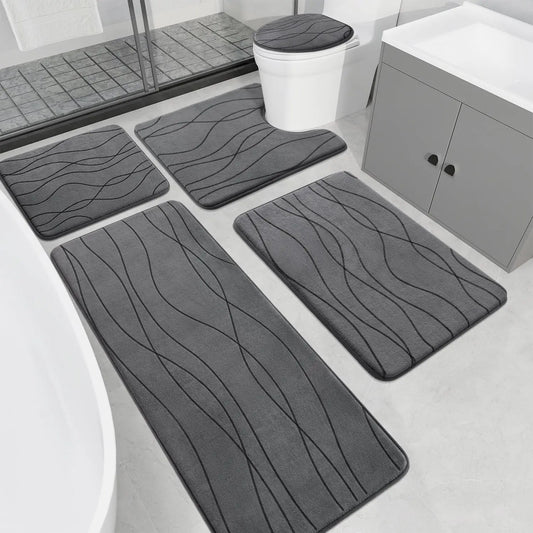 Memory Foam Bathroom Rug Set Ultra Absorbent and Non-Slip