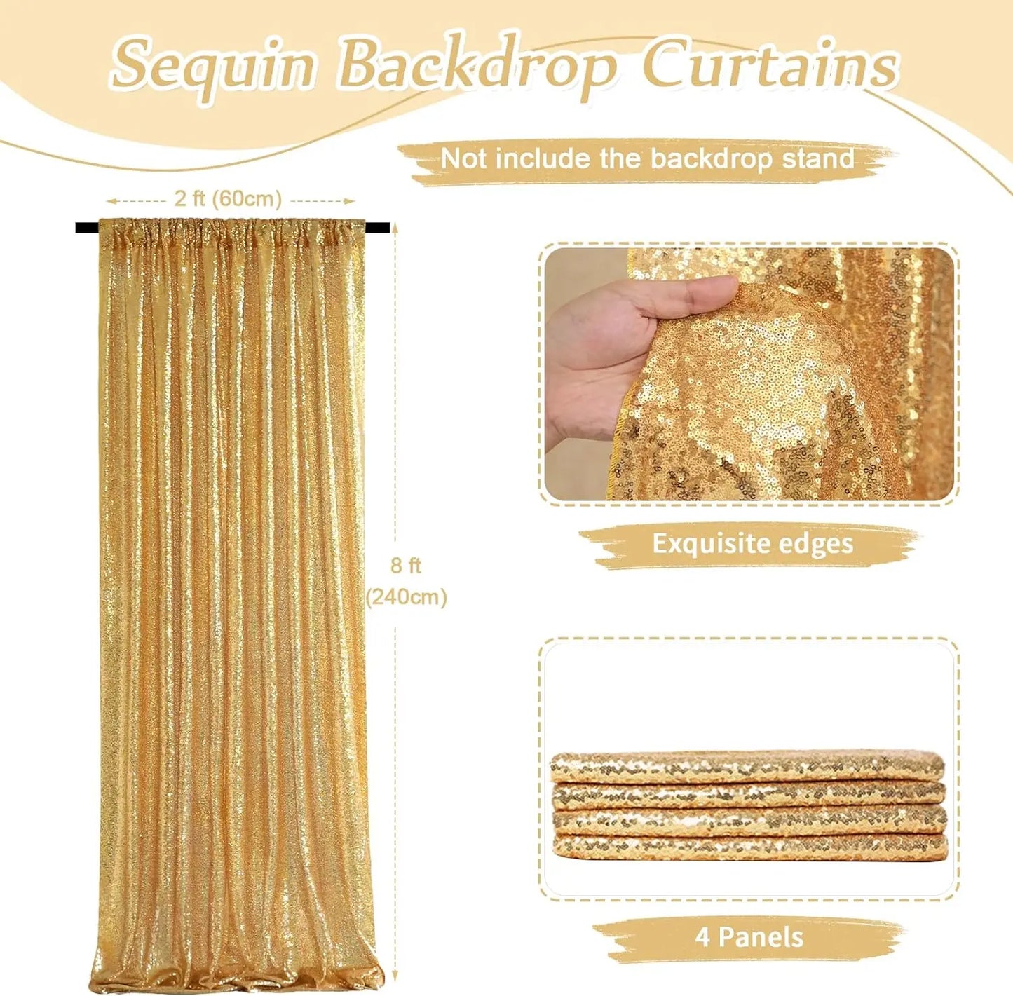 Sequin Backdrop Curtains Panels for Photography and Wedding Events