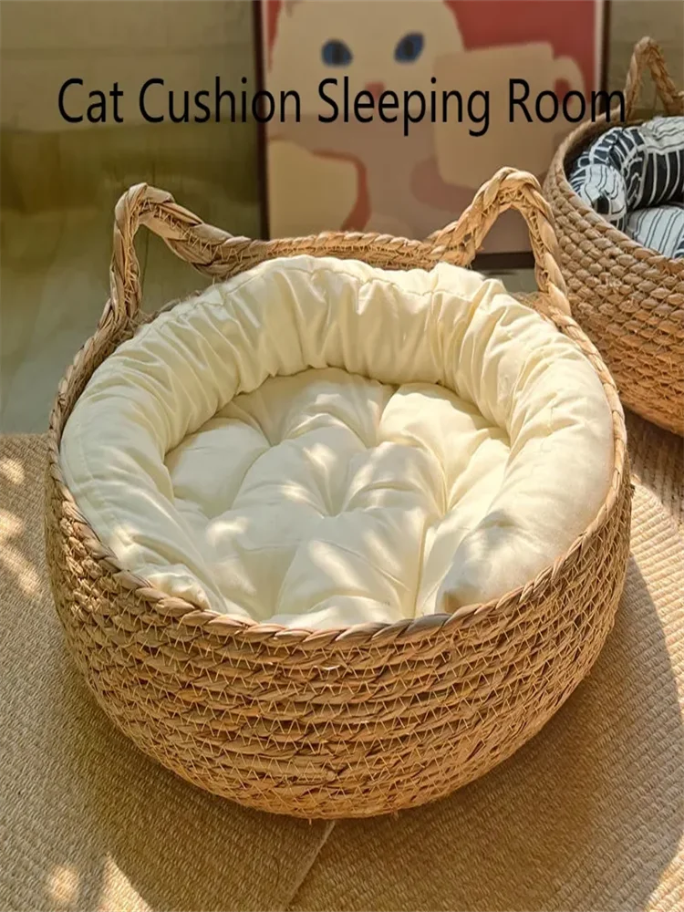 LEWENCN Handmade Vine Woven Cat Nest for All Seasons