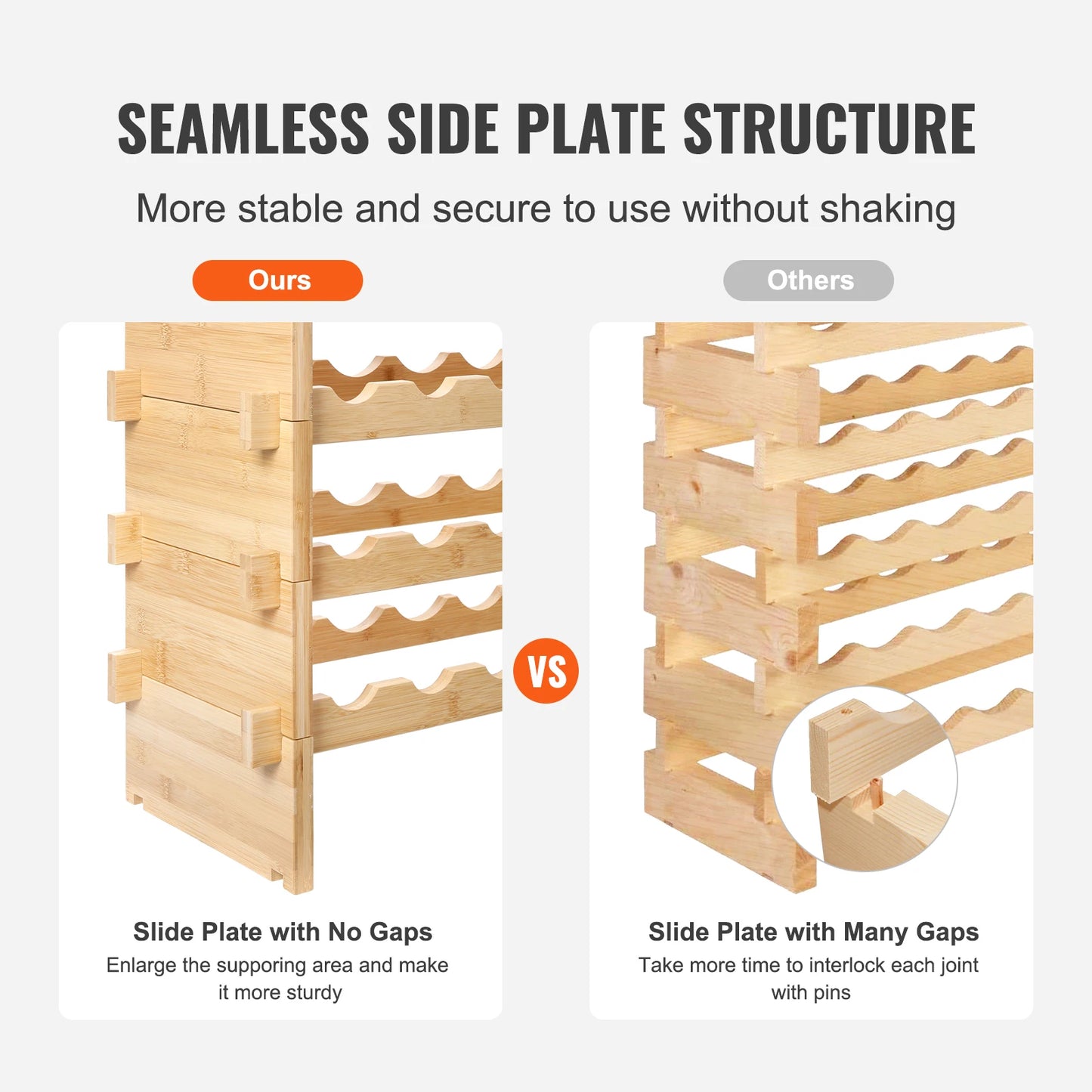 SucceBuy 48 72 Bottles Stackable Genuine Bamboo Wine Rack