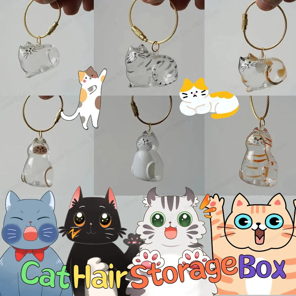 APWIKOGER Cat Keychain DIY Pendant Hair Storage Box