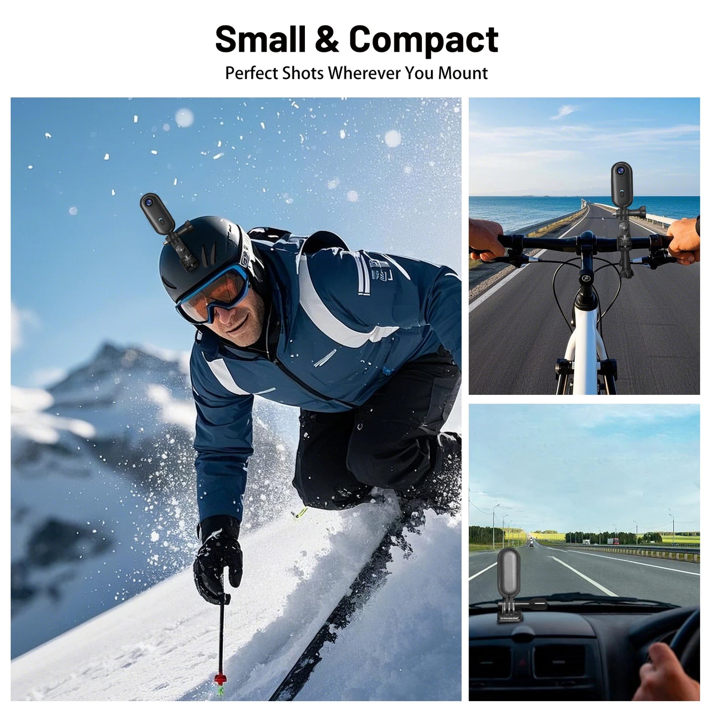 Mini WiFi Action Camera 128GB Portable Camcorder Helmet Mount