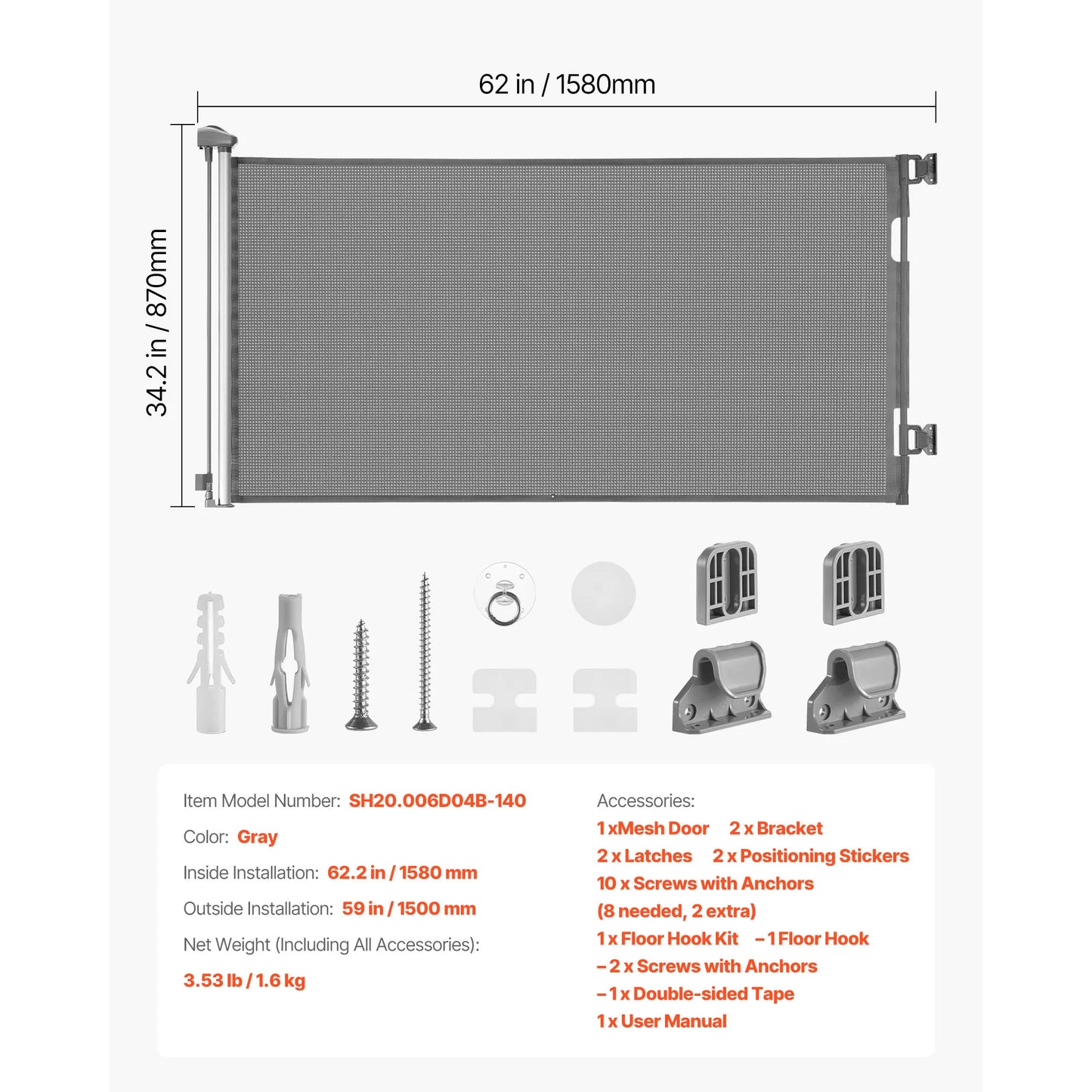 SucceBuy Retractable Baby Gate With Security Lock Walk Through