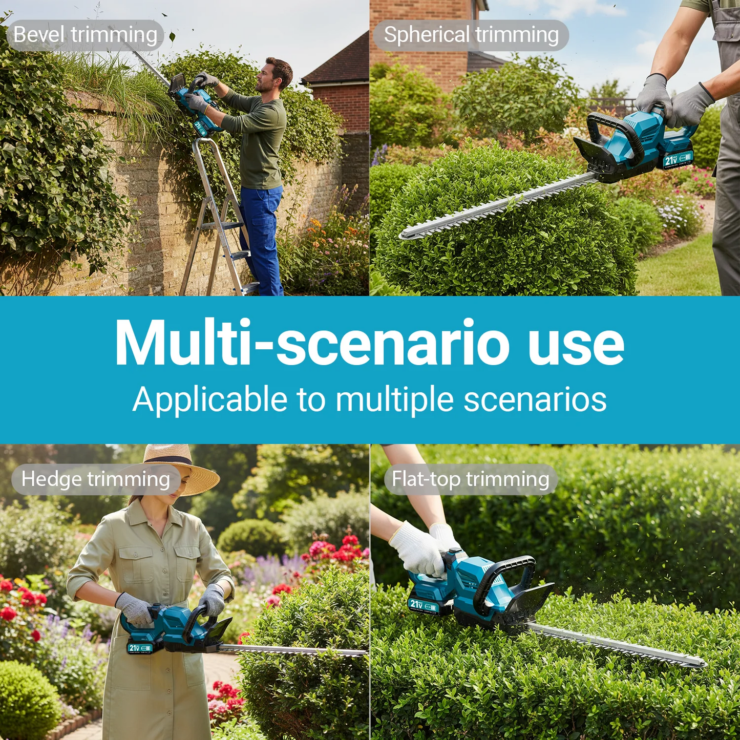 Cordless Hedge Trimmer 3000 RPM With Battery Rotatable Head