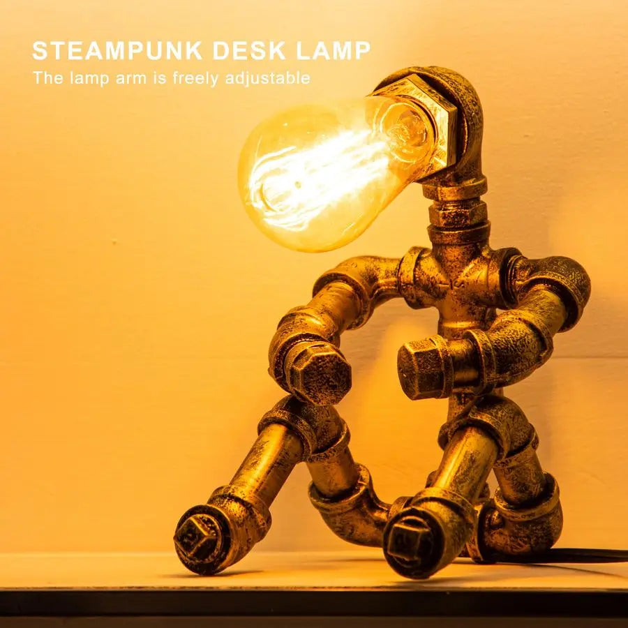 Steampunk Robot Table Lamp Vintage Industrial Desk Light