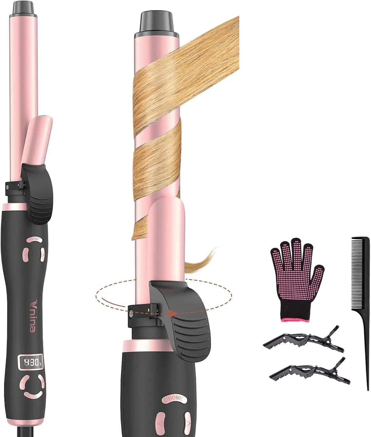 Automatic Rotating Curling Wand With Memory Temperature Control