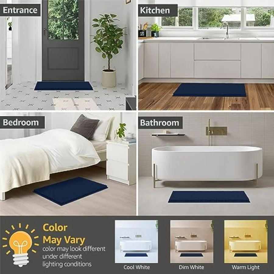Bathroom Rugs Set Non Slip Shaggy Chenille Four Piece Mat