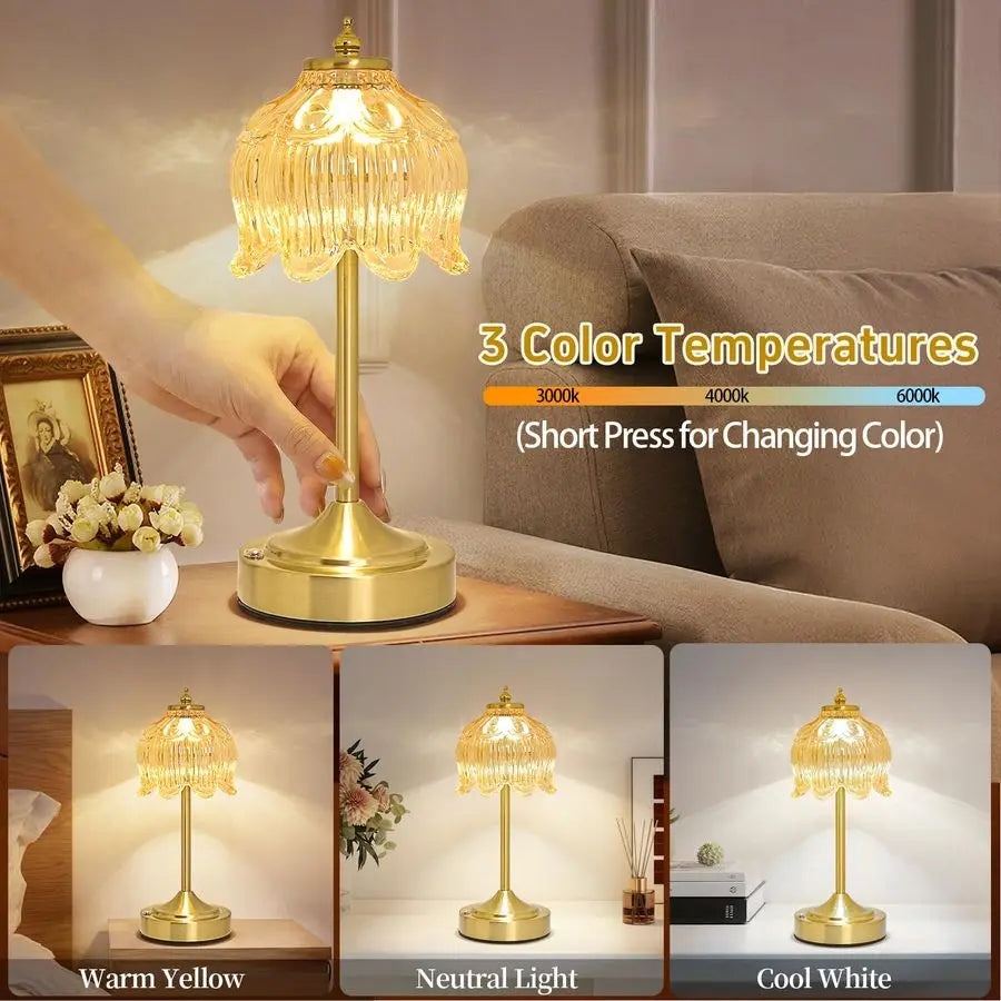 Lotus Flower Rechargeable Table Lamp With Dimmable Touch