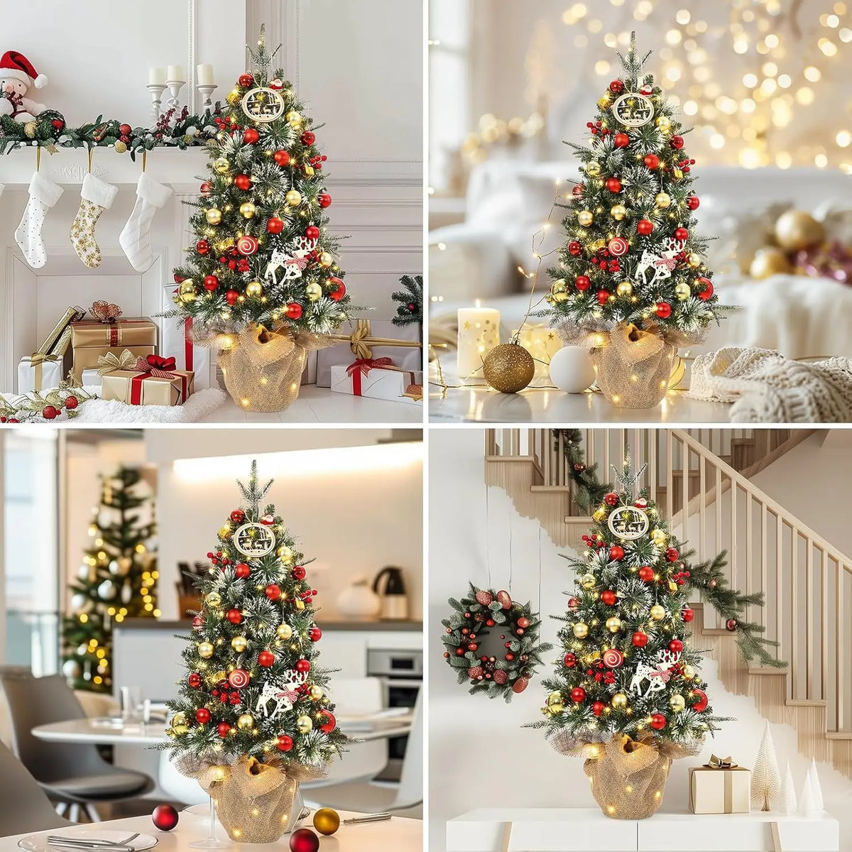 HiMISS Artificial Christmas Tree With Pre Lit Lights And 8 Modes