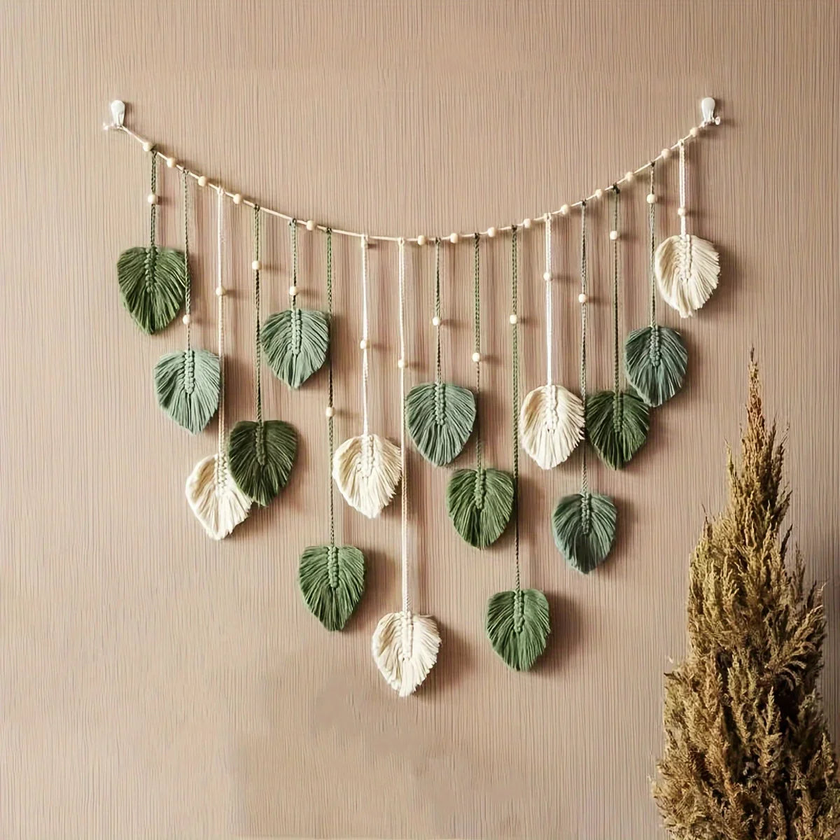 Modern Woven Wall Decor Leaves Bohemian Feather Wall Hanging