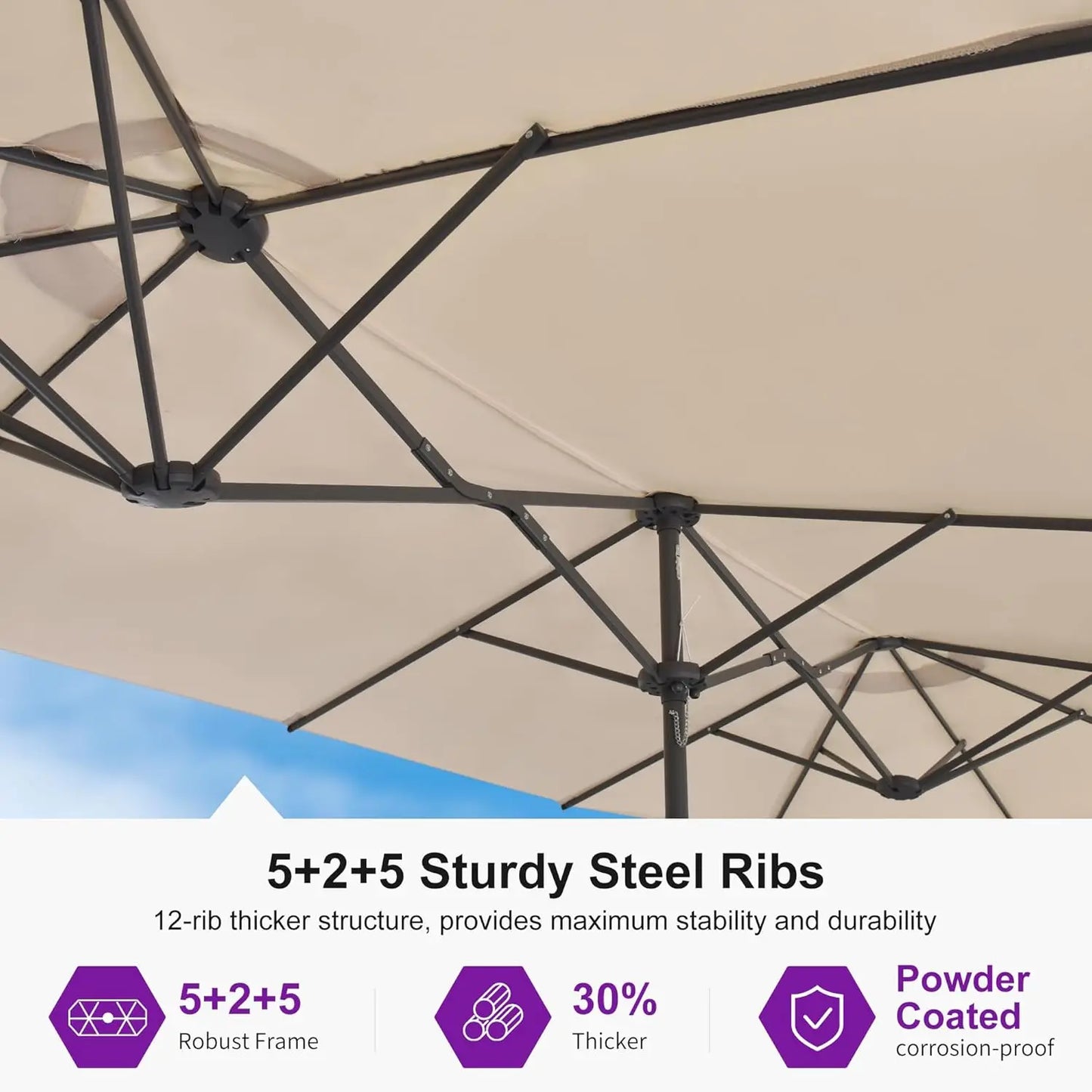 Rectangle Market Umbrella With Crank And Base Included