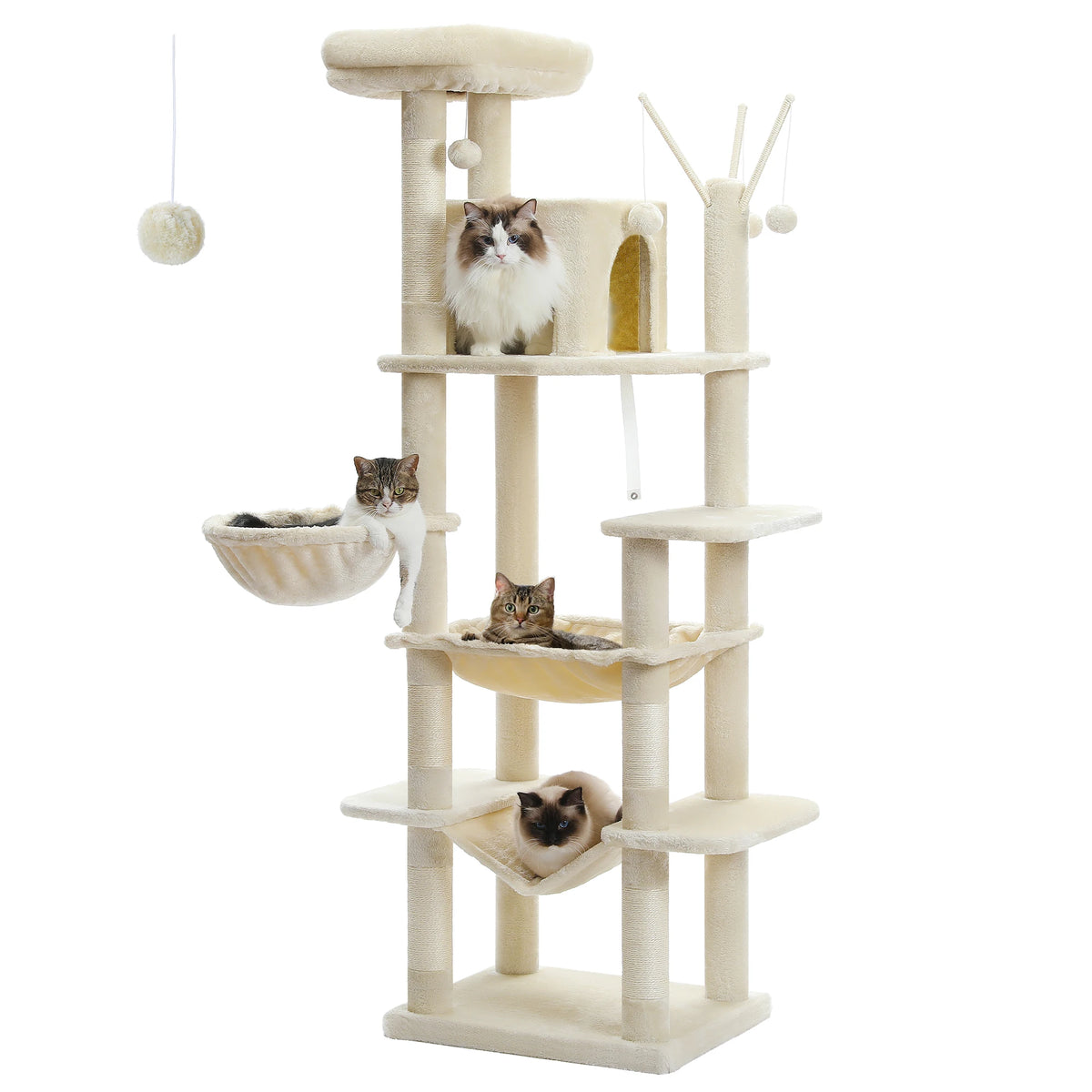 PAWZ Road Multilevel Cat Tower With Plush Condo Scratching Posts