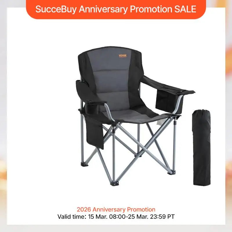 SucceBuy Ultralight Outdoor Folding Camping Chair 350 Pound Capacity