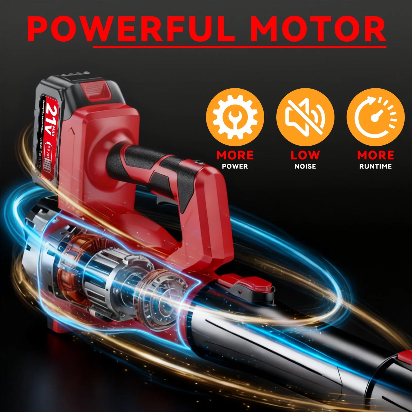 Cordless Leaf Blower 650 CFM 21V Battery Six Speeds