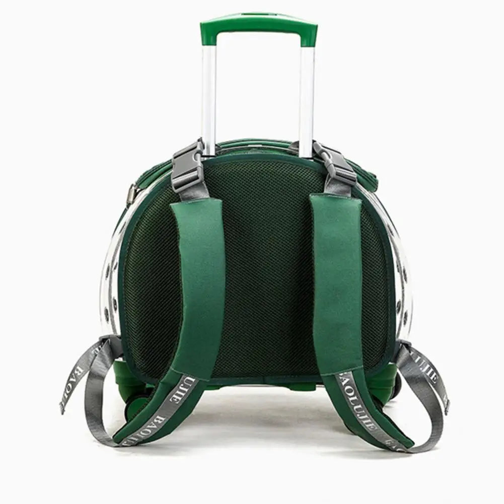 Portable Pet Trolley Case With Clear Vents And Silent Wheels