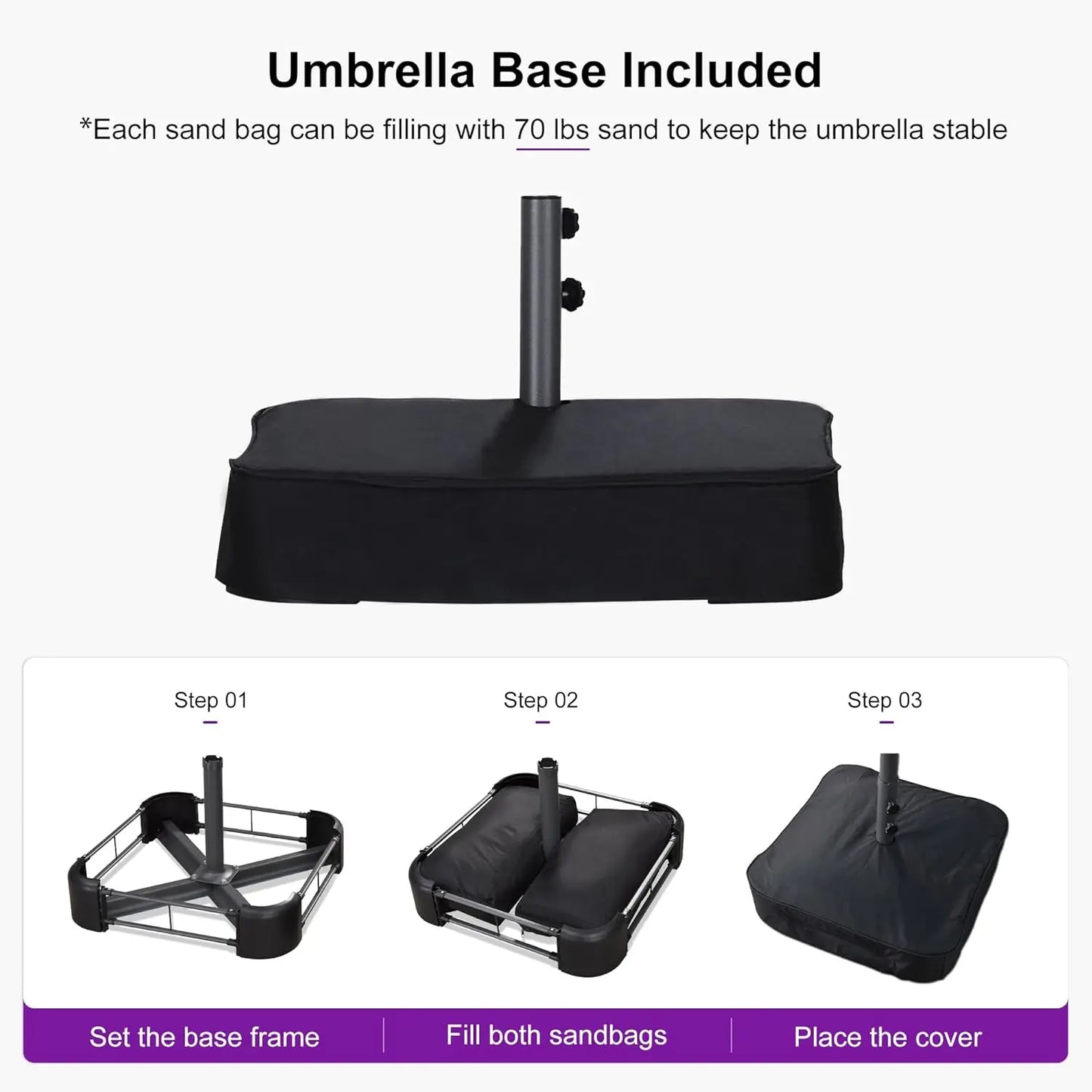 Rectangle Market Umbrella With Crank And Base Included