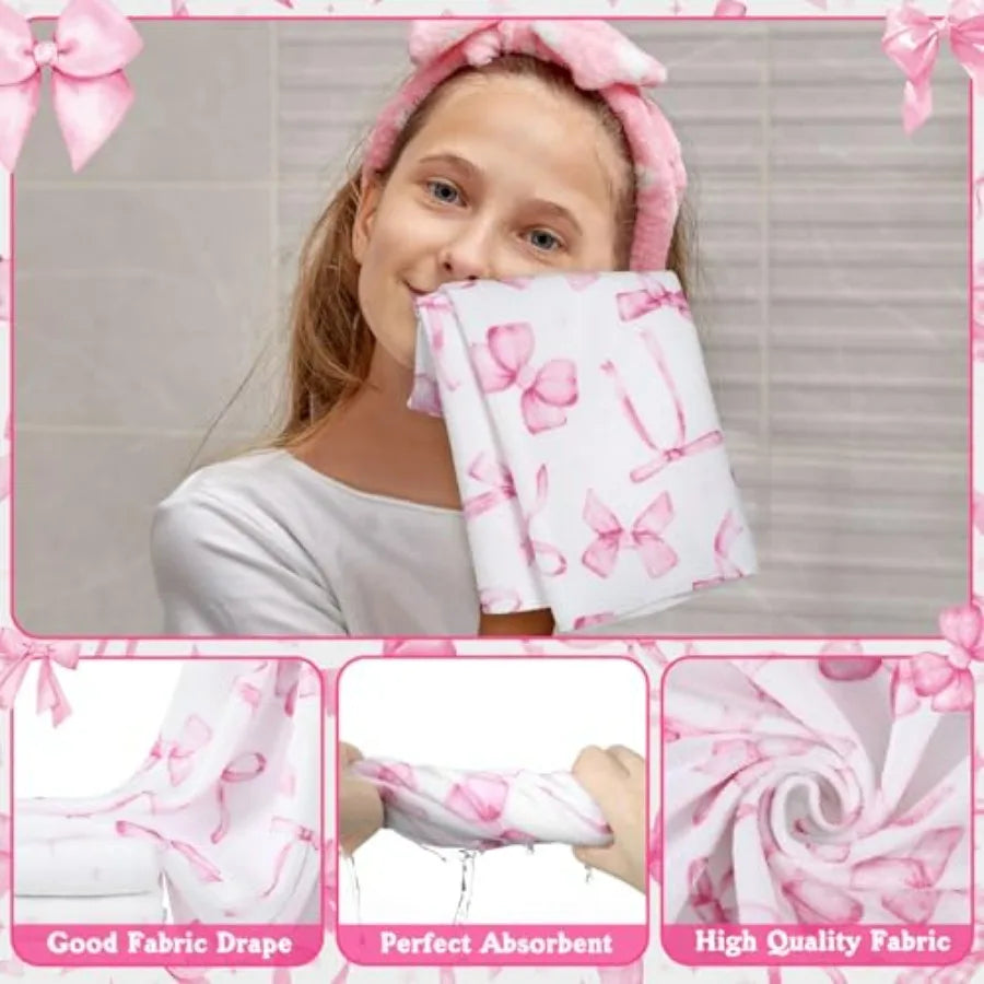 8 Piece Bow Shower Curtain Set for Bathroom Decor and Accessories