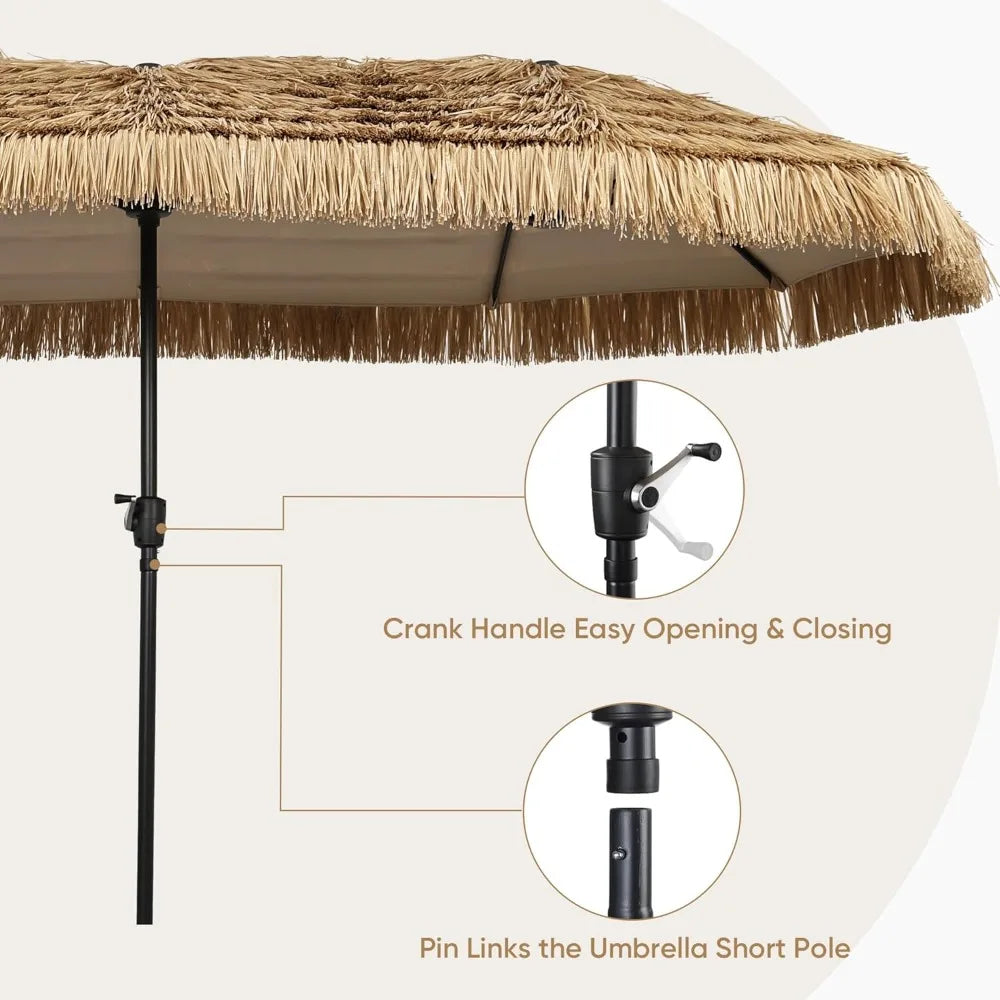 Tiki Patio Umbrella With Crank For Garden And Deck
