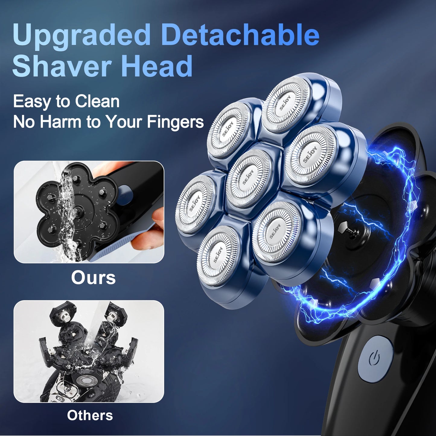 Sejoy 6-In-1 7D Head Shaver Waterproof Grooming Kit For Men