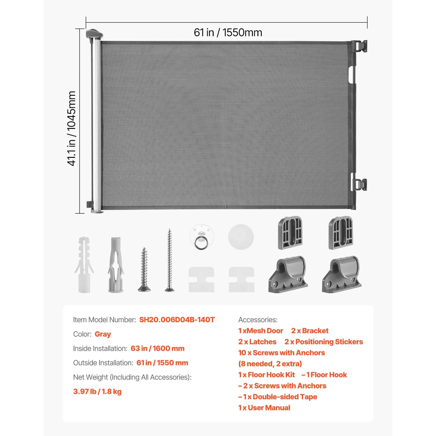 SucceBuy Retractable Baby Gate With Security Lock Walk Through