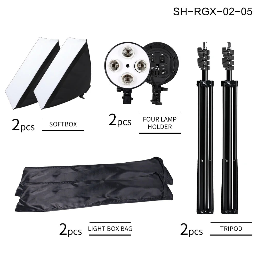 SH Continuous Softbox Lighting Kit For Photography Studio Portraits