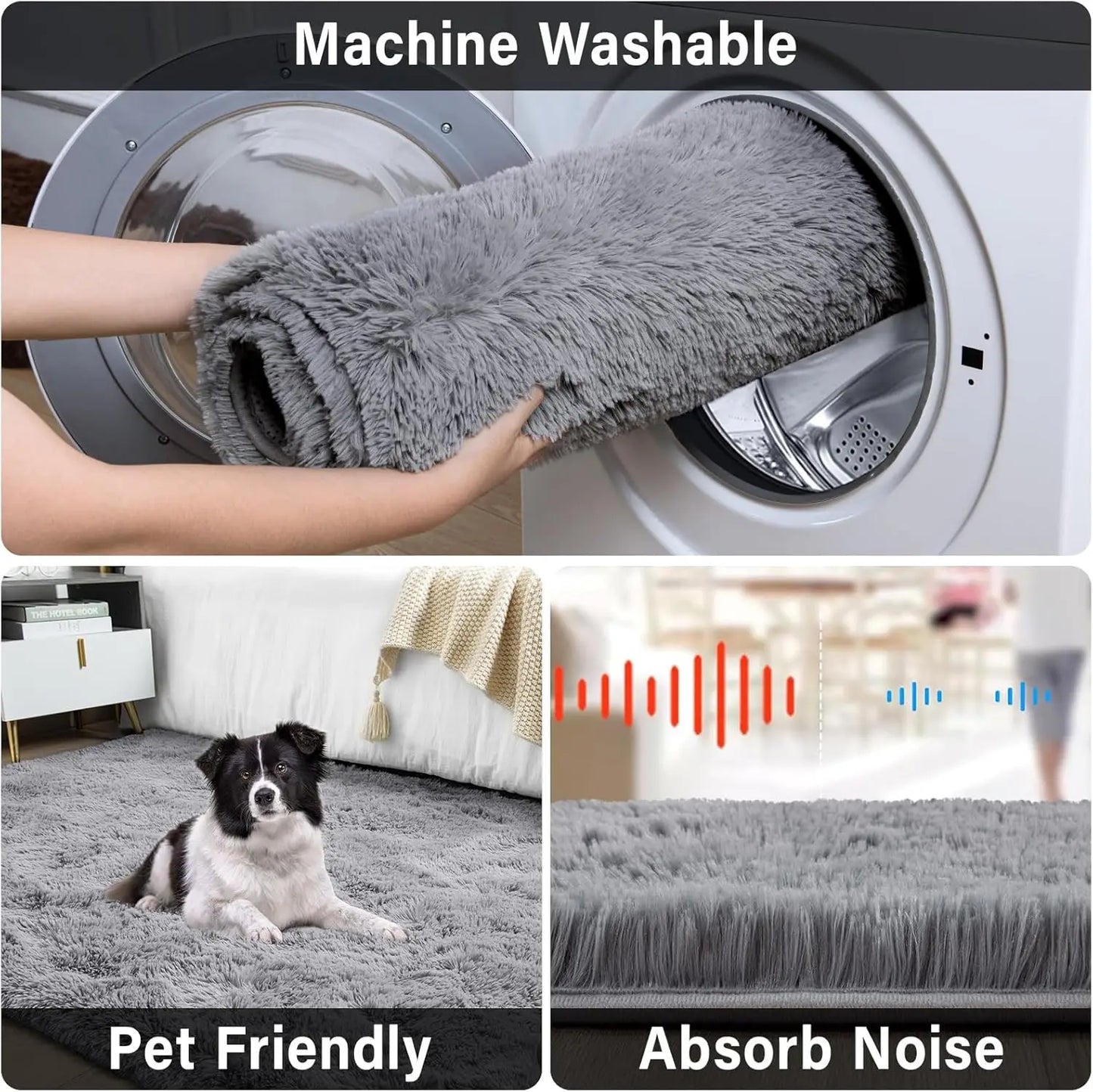 Soft Modern Shaggy Rug Non Slip Plush Area Carpet Indoor Living Room