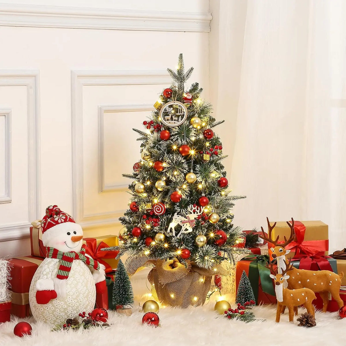 HiMISS Artificial Christmas Tree With Pre Lit Lights And 8 Modes