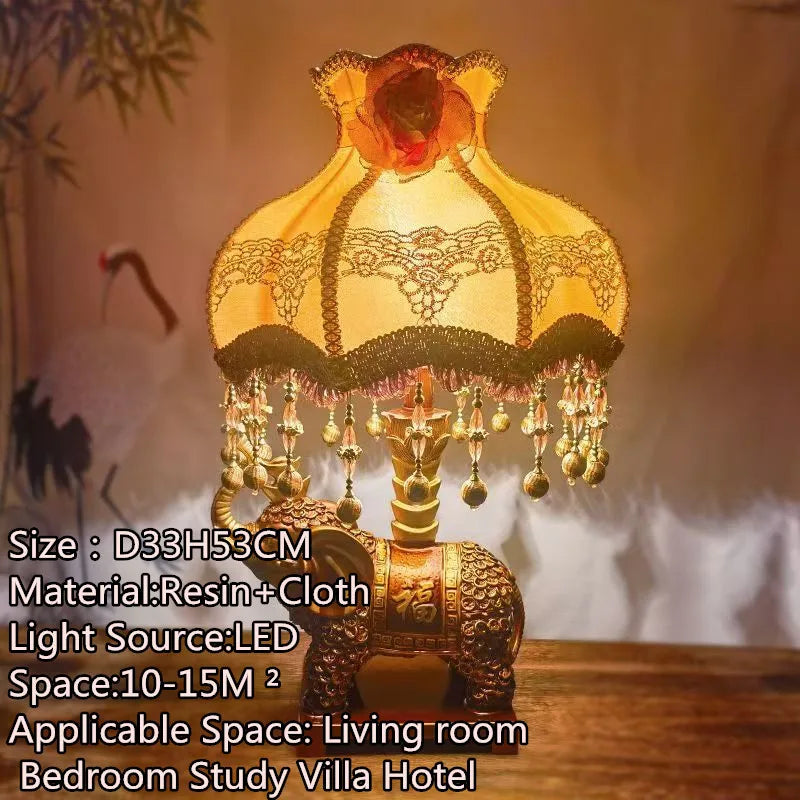 American Retro Peacock Table Lamp LED Contemporary Decor