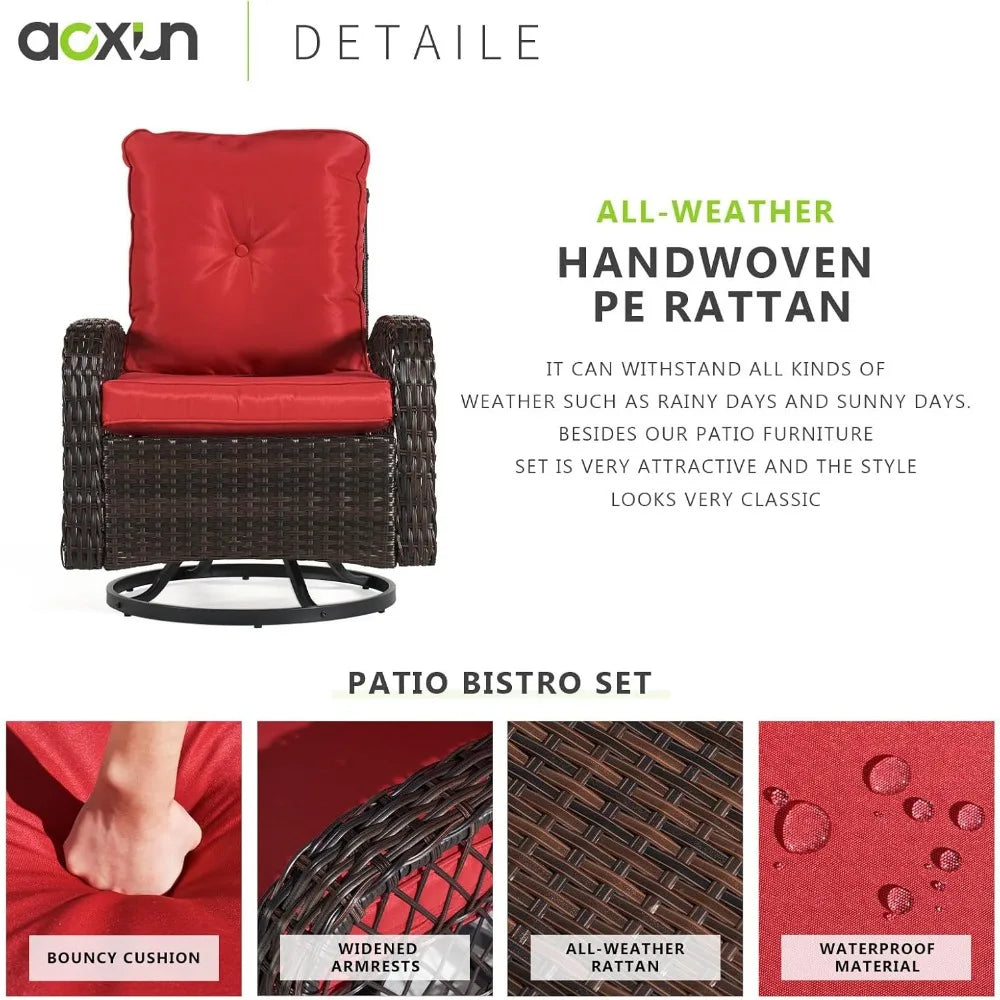 Aoxun 3-Piece Patio Set With Wicker Rocking Chairs